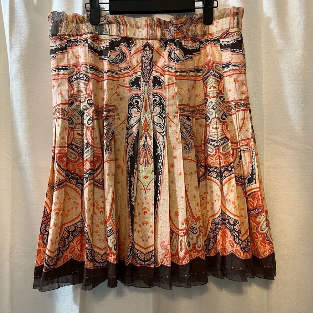 Y2k Pull On Paisley Pleated Mini Skirt - Size Large